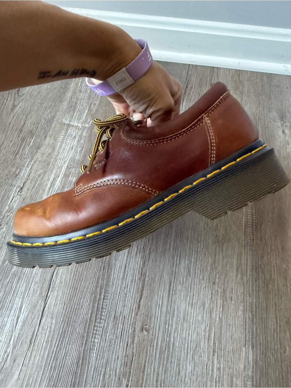 Dr Martens Docs Brown Leather Lace-Up Shoes Oxford Shoes Brown Unisex Size 4 / 5 - Picture 5 of 11